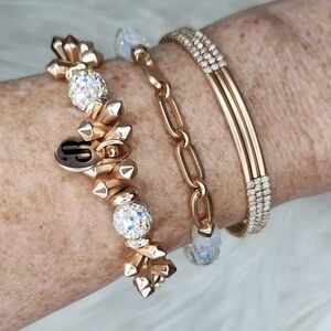 Elegant Rose Gold 3 Bracelet Set with Sparkling Accents
